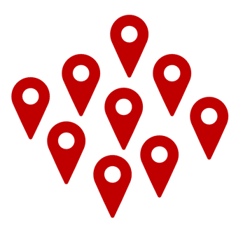 Red map location markers